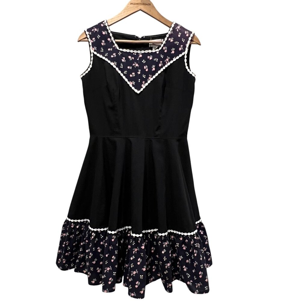 Kate Schorer Vintage Sleeveless Dress, Black Floral, M/L